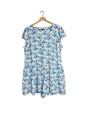 Plus Size 2X Blue Floral Button Front Romper Spring Cottagecore Lily Rose